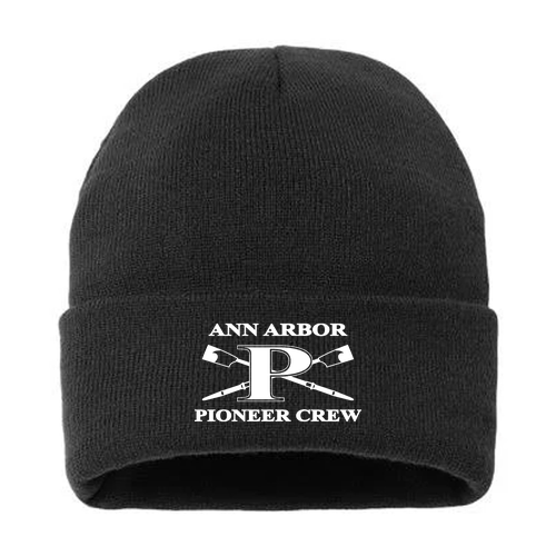 Mens/Unisex Sportsman Sherpa Lined 12 Cuffed Beanie -- Black