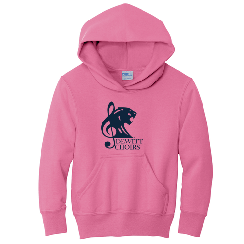 Port and Company Youth Pullover Hooded Sweatshirt -- Neon Pink