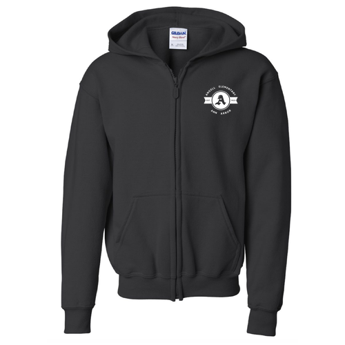 Gildan Full Zip Youth Hooded Sweatshirt -- Black