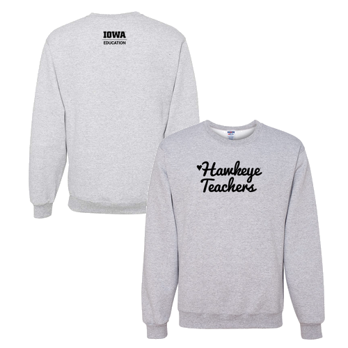 Hawkeye Teachers Jerzees 8 Oz., 50/50 Nublend Fleece Crew -- Ash
