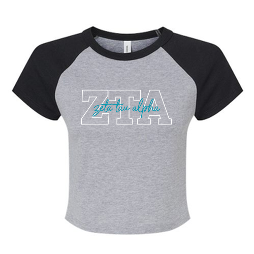 Bella+Canvas Women's Micro Rib Raglan Baby Tee -- Athletic Hthr / Black