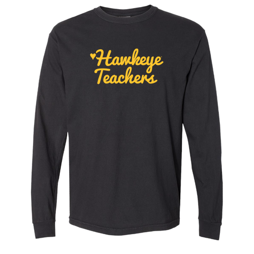 Hawkeye Teachers Comfort Colors Ringspun Long Sleeve Tee -- Black