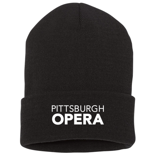 Embroidered Black Beanie with Cuff
