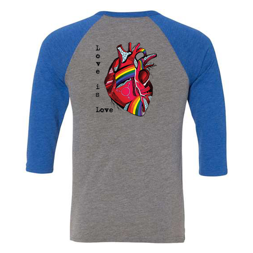 Bella Canvas Unisex 3/4 Sleeve Baseball T-Shirt -- Grey / True Royal Triblend