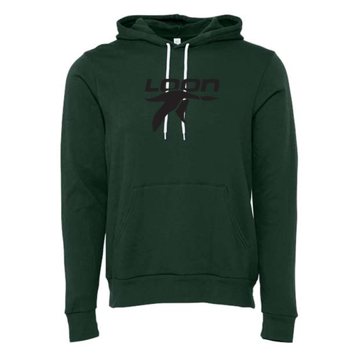 Loon Logo 1 Black Ink -- Pullover Hooded Sweatshirt Forest