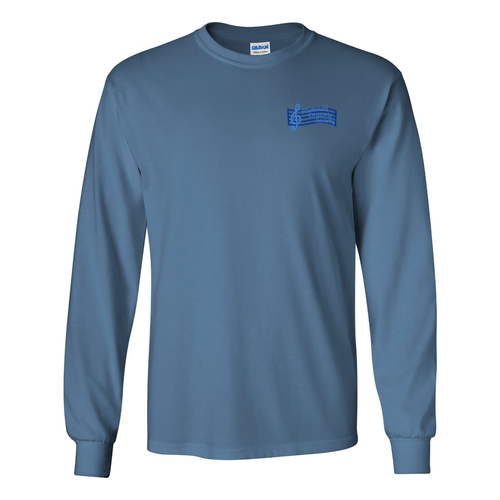 Mens/Unisex Gildan Ultra Cotton Longsleeve Basic T-Shirt -- Indigo Blue