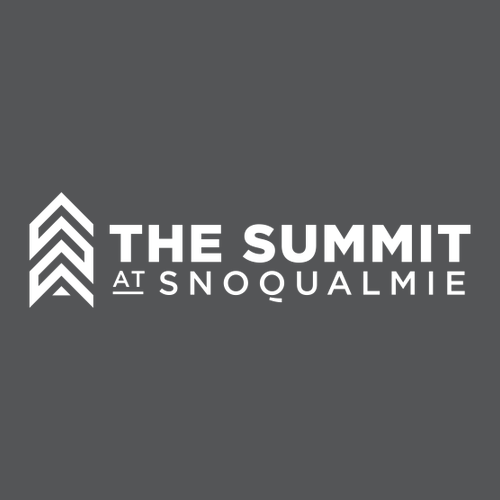 The Summit at Snoqualmie Logo 2 White Ink -- Pullover Hooded Sweatshirt Asphalt