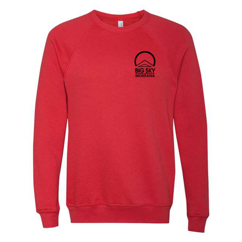 Big Sky Montana Logo 2 Black Ink -- Crewneck Sweatshirt Red