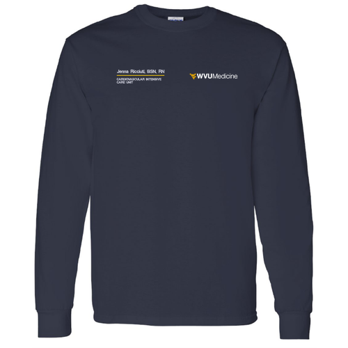 Embroidered Gildan Heavy Cotton Longsleeve Basic T-Shirt -- Navy
