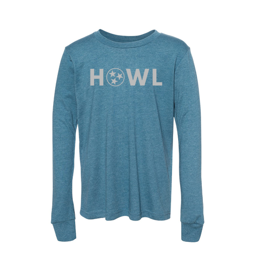 Youth Bella Canvas Youth Long Sleeve Jersey Tee -- Heather Deep Teal