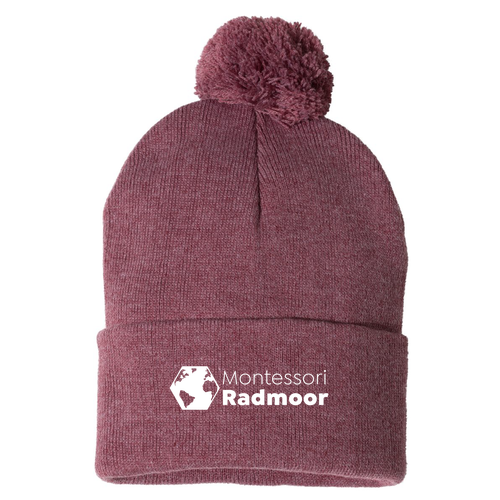 Sportsman Pom Pom Knit Hat -- Heather Cardinal