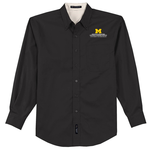 Port Authority Mens Easy Care Long Sleeve Shirt -- Black / Light Stone