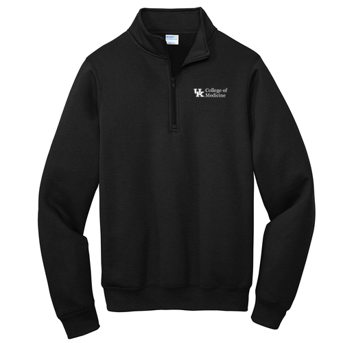 Embroidered Port and Company Core Fleece Quarter-Zip Pullover Sweatshirt -- Jet Black