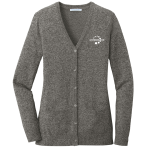 Ladies Port Authority Ladies Marled Cardigan Sweater -- Warm Grey Marl