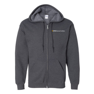 Men/Unisex Gildan Full Zip Hooded Sweatshirt -- Dark Heather