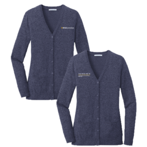 Ladies Port Authority Ladies Marled Cardigan Sweater -- Navy Marl