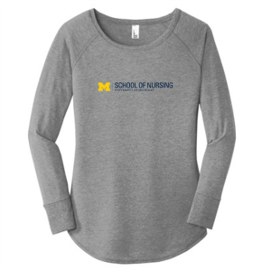 Ladies District Made Perfect Tri Long Sleeve Tunic -- Grey Frost