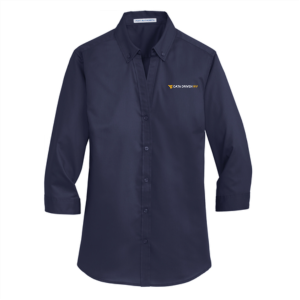 Ladies Port Authority Ladies 3/4 Sleeve SuperPro Twill Shirt -- True Navy