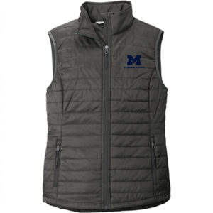 Ladies Port Authority Packable Puffy Vest -- Sterling Grey / Graphite