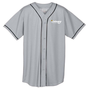 Embroidered Men/Unisex Full Button Baseball Jersey -- Silver Grey / Black