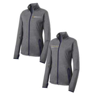 Ladies Sport-Tek Ladies Sport Wick Stretch Contrast Full Zip Jacket -- Charcoal Grey Heather / True Navy