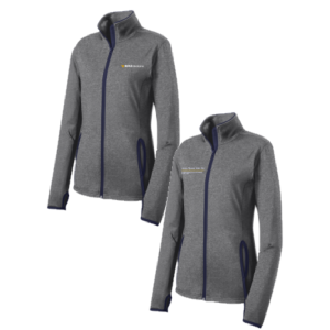 Ladies Sport-Tek Ladies Sport Wick Stretch Contrast Full Zip Jacket -- Charcoal Grey Heather / True Navy