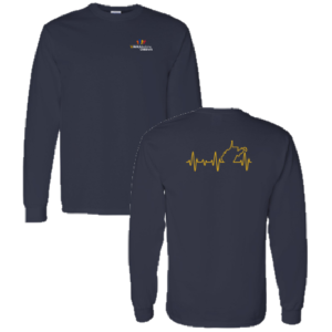 EKG State Design - Men/Unisex Gildan Heavy Cotton Longsleeve Basic T-Shirt -- Navy