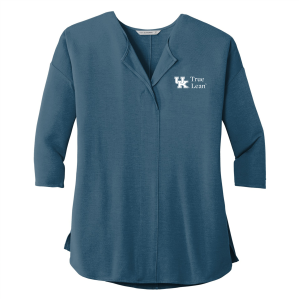 Ladies Port Authority Ladies Concept 3/4 Sleeve Soft Split Neck Top -- Dusty Blue