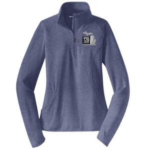 Ladies Sport Tek Sport Wick Stretch Half Zip Pullover -- True Navy Heather