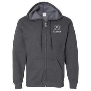 Men/Unisex Gildan Full Zip Hooded Sweatshirt -- Dark Heather