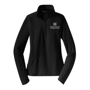 Ladies Sport Tek Sport Wick Stretch Half Zip Pullover -- Black