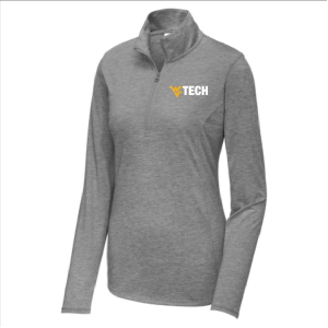 Ladies Sport-Tek Ladies PosiCharge Tri-Blend Wicking 1/4-Zip Pullover -- Dark Grey Heather