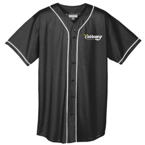 Embroidered Men/Unisex Full Button Baseball Jersey -- Black/ White