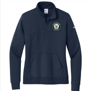 Ladies Nike Club Fleece Sleeve Swoosh 1/2 Zip -- Midnight Navy