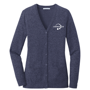 Ladies Port Authority Ladies Marled Cardigan Sweater -- Navy Marl