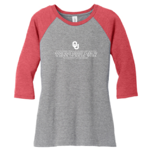 Ladies District Made Ladies Perfect Tri 3/4 Sleeve Raglan -- Grey Frost / Red Frost