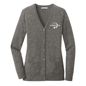 Ladies Port Authority Ladies Marled Cardigan Sweater -- Warm Grey Marl