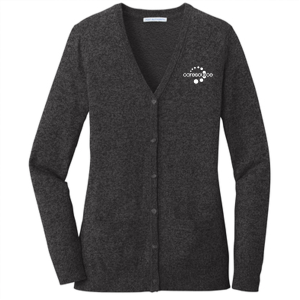 Ladies Port Authority Ladies Marled Cardigan Sweater -- Black Marl