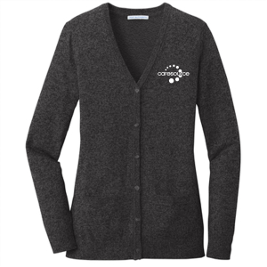 Ladies Port Authority Ladies Marled Cardigan Sweater -- Black Marl