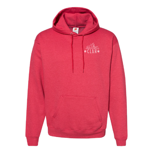 Hanes 7.8 Oz., 50/50 Comfort Blend Fleece Pullover Hood Adult -- Heather Red