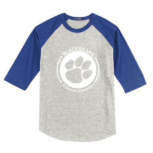 Sport Tek Youth Colorblock Raglan Baseball T-Shirt -- Heather Grey / Royal