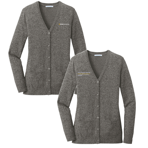 Port Authority Ladies Marled Cardigan Sweater -- Warm Grey Marl