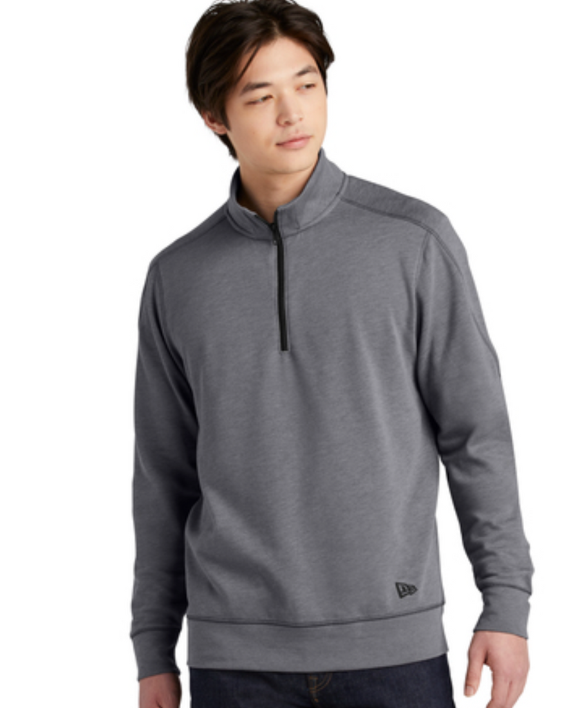 Mens New Era Tri-Blend Fleece 1/4-Zip Pullover -- Shadow Grey Heather
