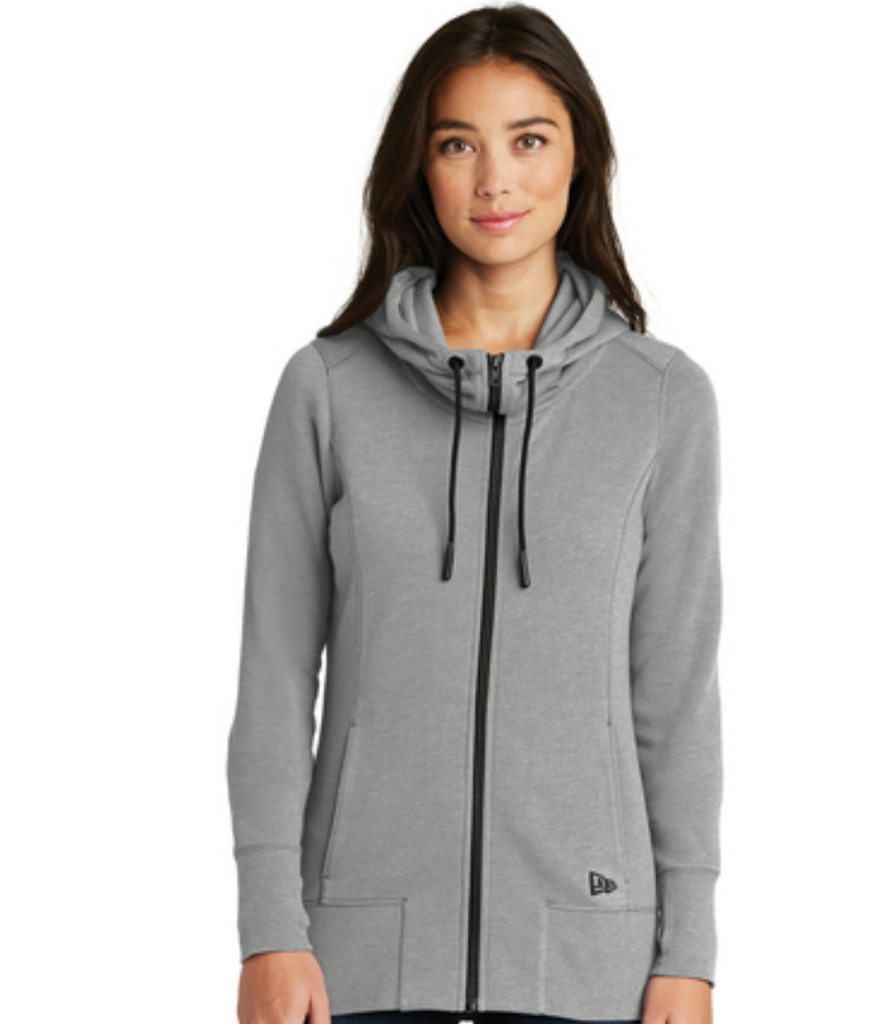 Ladies New Era Ladies Tri-Blend Fleece Full-Zip Hoodie -- Shadow Grey Heather