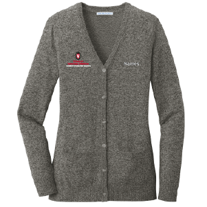 Ladies Port Authority Ladies Marled Cardigan Sweater -- Warm Grey Marl