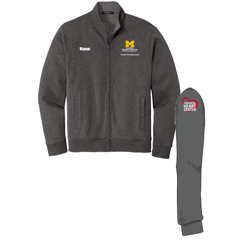 Port Authority Interlock Full-Zip -- Charcoal Heather / Medium Heather Grey
