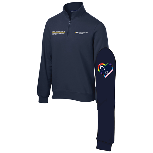 Gender Care Heart Sport Tek Quarter Zip Sweatshirt -- True Navy