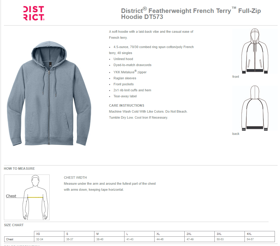 District Featherweight French Terry Full-Zip Hoodie -- Flint Blue Heather