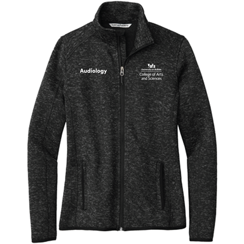 Port Authority Ladies Sweater Fleece Jacket -- Black Heather