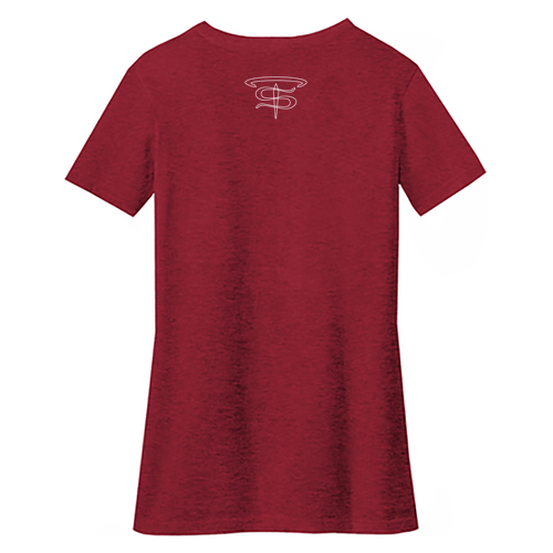 District Made Ladies Perfect Blend V-Neck Tee -- Red Fleck